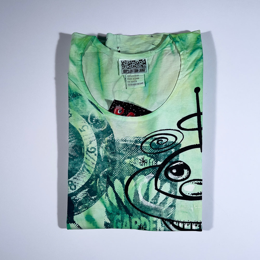 KENNY SCHARF '90s HAND SCREEN TEE, GREEN ORB