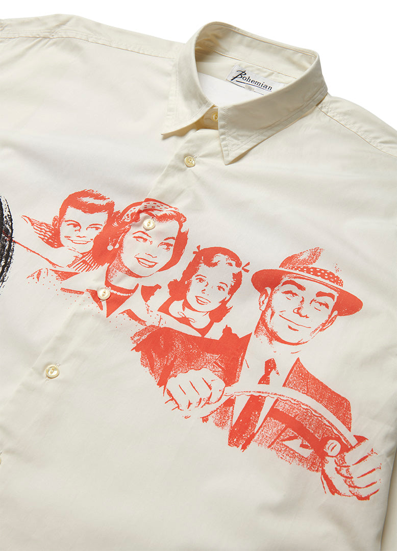 KENNY SCHARF X BOHEMIAN DRESS SHIRT, "TRAVELING FAMILY" 1992