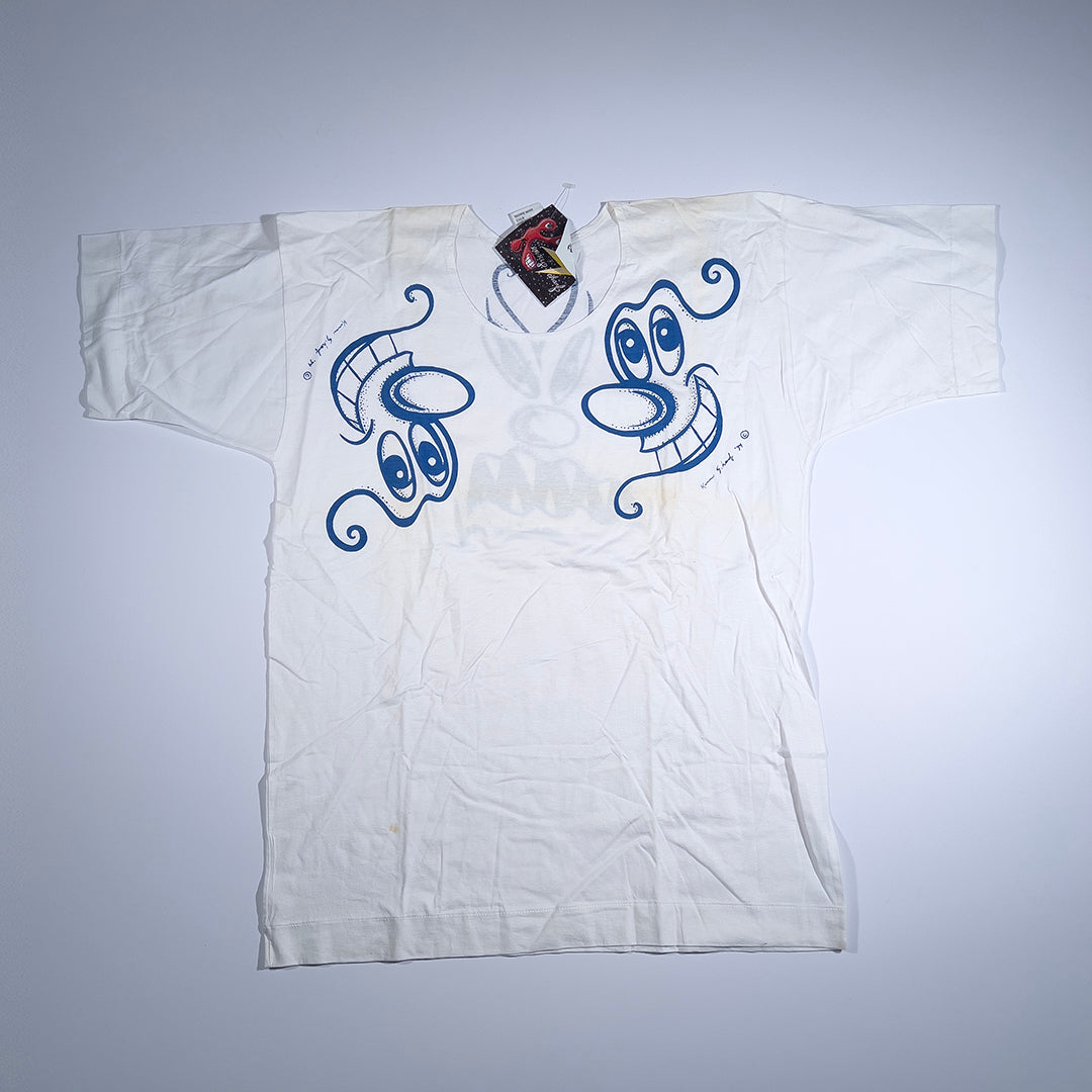 KENNY SCHARF '90s HAND SCREEN TEE, BLUEISH