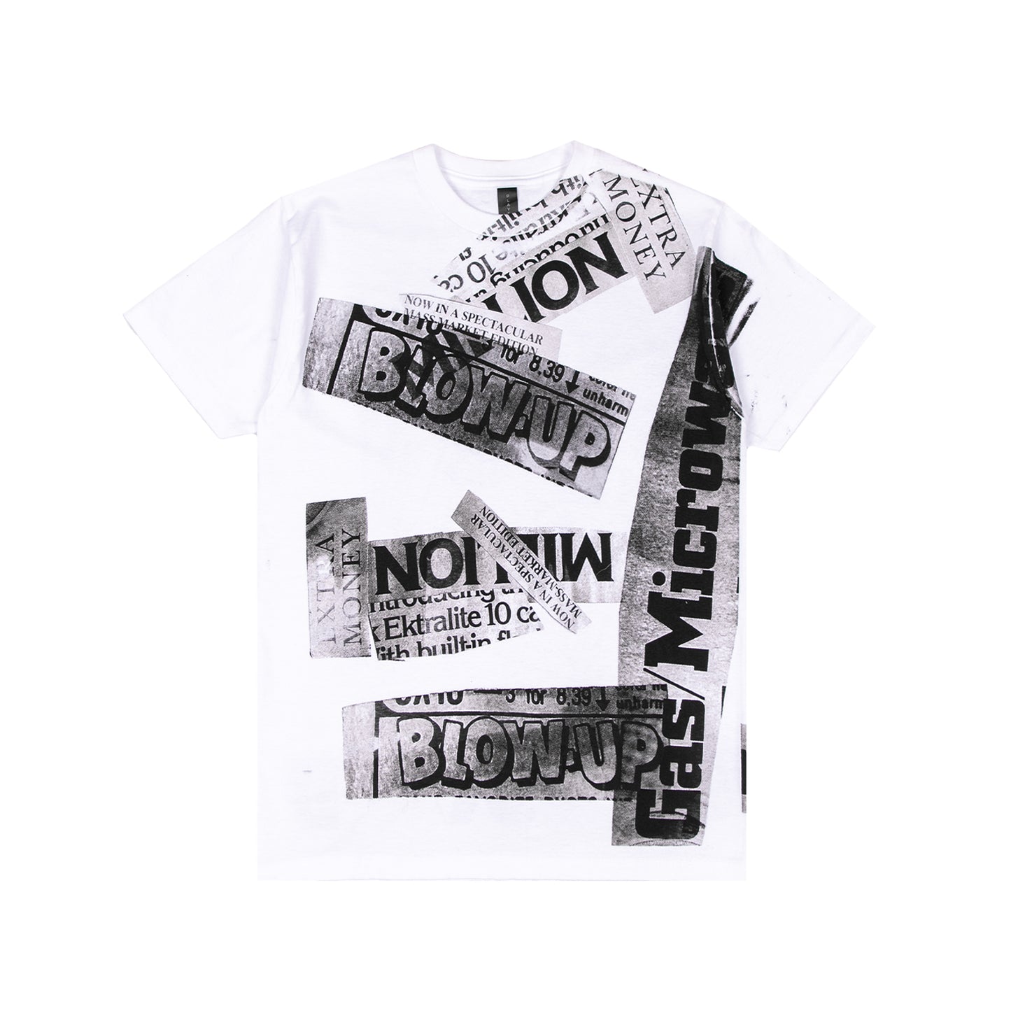KENNY SCHARF BLOW UP & MICROWAVE TEXT COLLAGE GRAPHIC TEE