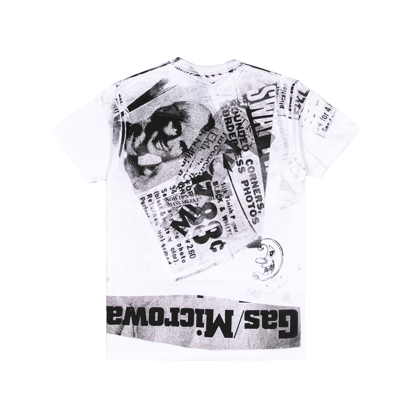 KENNY SCHARF BLOW UP & MICROWAVE TEXT COLLAGE GRAPHIC TEE